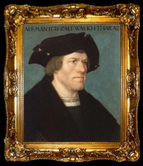 framed  Hans Eworth portrait of beardless man, ta009-2